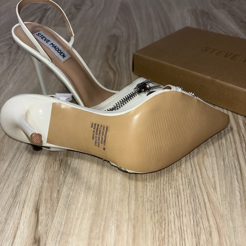 Steve Madden Dipper Ice Leather Slingback Heels Pointed Toe NWB 8 - Picture 6 of 8